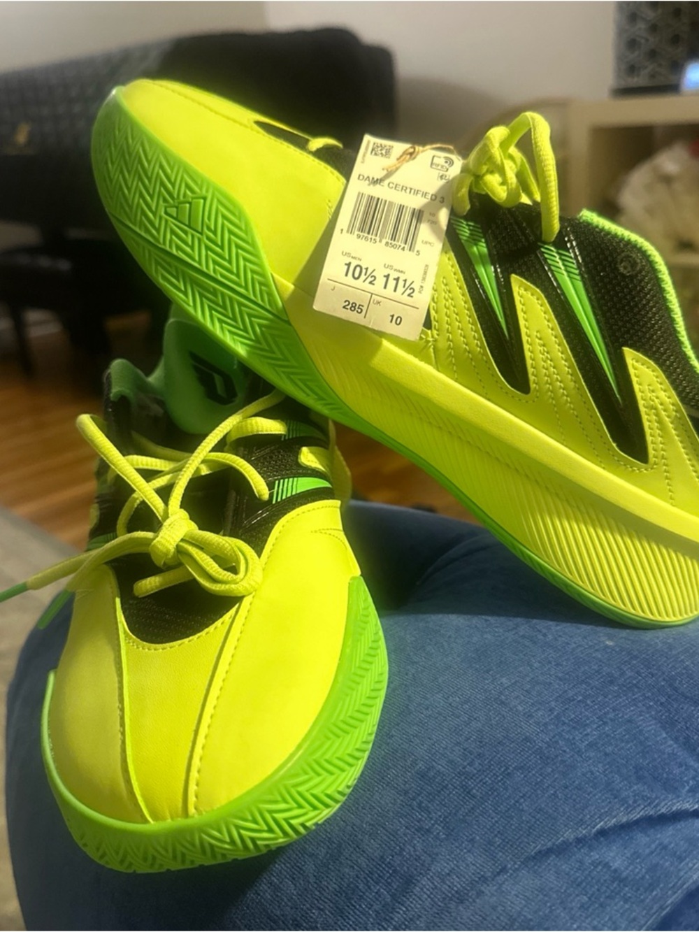 Adidas Dame Certified 3 Neon Green basketball shoes sz 10.5